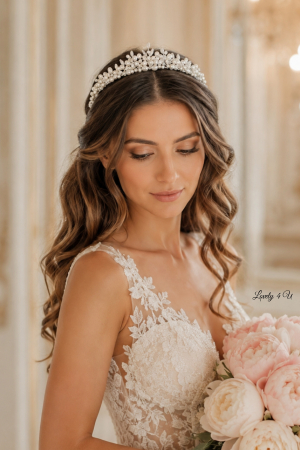 CORONITE  si TIARE - Coroniță mireasă cu perle și cristale si elemente Swarovski® IOLANDA - coronita handmade