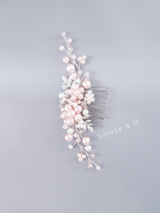 PIEPTAN MIREASA roz, DIADEMA MIREASA, ACCESORIU PAR MIREASA CU FRUNZE, ACCESORII DE PAR MIRESE, ACCESORII NUNTA, ACCESORII CU PERLE, DIADEMA CU PERLE, PIEPTAN VOAL MIREASA, BIJUTERII PAR MIREASA, CORONITA, TIARA [9]