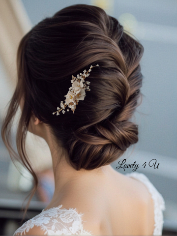 DARIA - accesoriu  auriu mireasa cu flori [4]