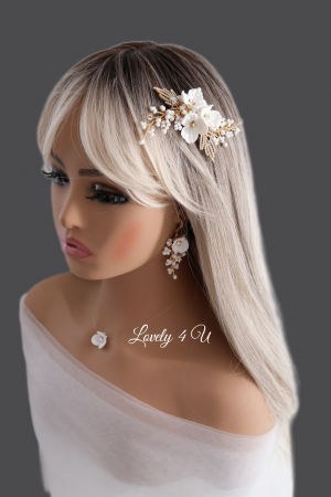DARIA - accesoriu  auriu mireasa cu flori [12]