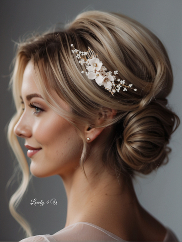 DARIA - accesoriu  auriu mireasa cu flori [5]