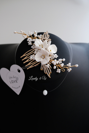 DARIA - accesoriu  auriu mireasa cu flori [15]