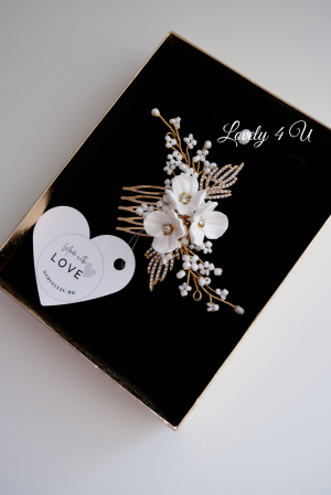 DARIA - accesoriu  auriu mireasa cu flori [13]