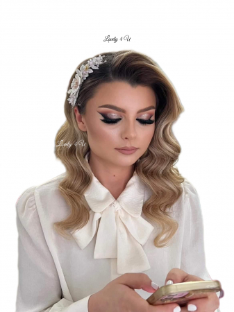 DIADEMA MIREASA, DIADEME CU FLORI MIREASA, ACCESORIU BOEM, diadema cu frunze [2]