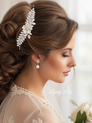 DIADEMA MIREASA, DIADEME CU FLORI MIREASA, ACCESORIU BOEM, diadema cu frunze [4]