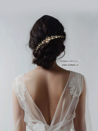Diadema cu flori, Pieptan voal mireasa, Accesorii de păr mireasă, Accesorii nuntă, Accesorii voal mireasa, bijuterii păr mireasă, Diadema cu cristale, Diadema mireasa, Accesorii Lovely 4 U, Diadema cubic zirconia [2]