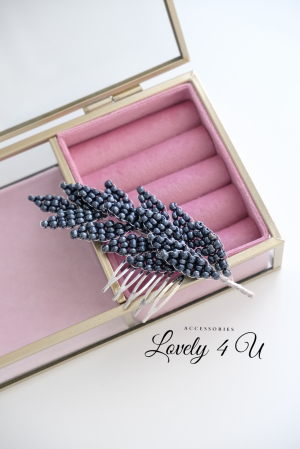agrafe cu frunze , agrafe coc cu frunze , agrafe cu perle , frunze,  agrafe cu perle coc bleumarin, agrafe cu perle, set agrfe par , Accesoriu mic bleumarin, bijuterii minimalistă, Diadema mireasa, pieptăn bleumarin, accesoriu coc mireasa, accesorii , accesoriu păr bleumarin , accesorii [3]