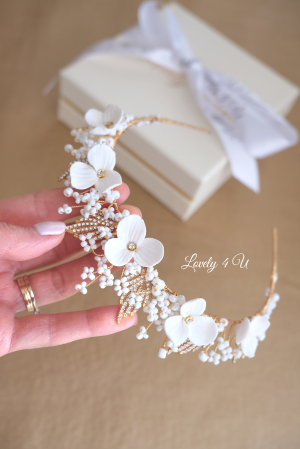 Coronita cu flori mireasa, Tiara mireasa cu flori, bijuterii mireasa, bijuterii par, bridal hairstyles, coafuri mirese, coronita mireasa, coronita printesa, de pus in par, decoratiuni par mireasa, diademe mireasa, tiara mireasa [7]