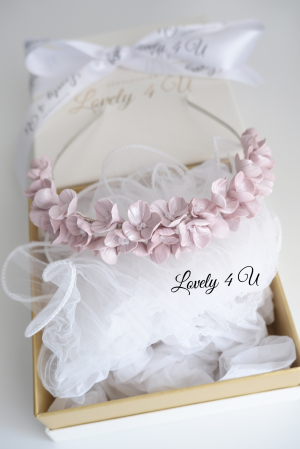 Diadema mireasa cu flori Lovely 4 U, Tiara cu flori, Tiara mireasa cu flori, coronițe cu flori mireasa, bijuterii mireasa, diadema mireasa cu flori roz, Tiara, coronițe mireasa 2023, flori polimer, Flori portelan [5]
