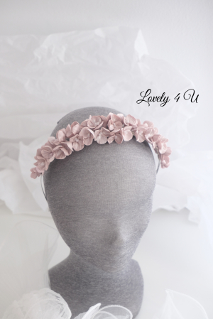 Diadema mireasa cu flori Lovely 4 U, Tiara cu flori, Tiara mireasa cu flori, coronițe cu flori mireasa, bijuterii mireasa, diadema mireasa cu flori roz, Tiara, coronițe mireasa 2023, flori polimer, Flori portelan [7]