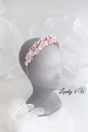 Diadema mireasa cu flori Lovely 4 U, Tiara cu flori, Tiara mireasa cu flori, coronițe cu flori mireasa, bijuterii mireasa, diadema mireasa cu flori roz, Tiara, coronițe mireasa 2023, flori polimer, Flori portelan [2]