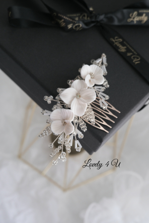 Pieptăn mic mireasa, accesoriu mic mireasa, accesoriu boem mireasa, bijuterii mireasa, ACCESORII LOVELY 4 U, ACCESORII 2023, AGRAFA COC MIREASA, DIADEMA MIREASA, ACCESORIU CU FLORI MIREASA, TIARA, MIC [8]