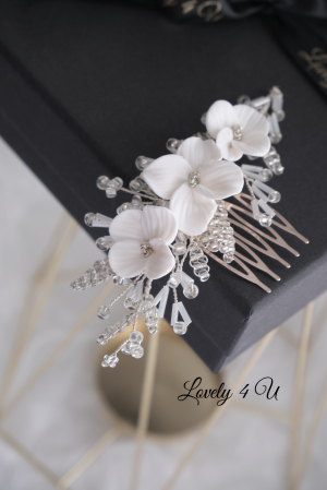 Pieptăn mic mireasa, accesoriu mic mireasa, accesoriu boem mireasa, bijuterii mireasa, ACCESORII LOVELY 4 U, ACCESORII 2023, AGRAFA COC MIREASA, DIADEMA MIREASA, ACCESORIU CU FLORI MIREASA, TIARA, MIC [12]