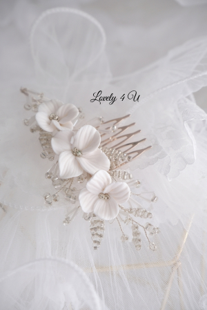 Pieptăn mic mireasa, accesoriu mic mireasa, accesoriu boem mireasa, bijuterii mireasa, ACCESORII LOVELY 4 U, ACCESORII 2023, AGRAFA COC MIREASA, DIADEMA MIREASA, ACCESORIU CU FLORI MIREASA, TIARA, MIC [11]
