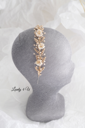accesoriu flori mireasa, accesoriu par nunta, coronita aurie mireasa, diadema aurie mireasa, diademă boemă pentru mireasă, coronita simetrica, accesorii lovely 4 u, bijuterii mireasa, accesorii nunta [6]