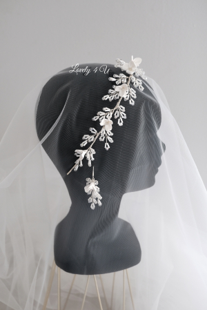 Coronita mireasa, Accesorii pentru par, Tiare, accesoriu flori mireasa, accesoriu par mirese, cordeluta flori mireasa, cordeluta mireasa, diademă boemă pentru mireasă, diadema mireasa, LOVELY 4 U