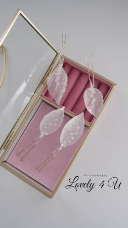 ALEXIA - Agrafe cu frunze argintii și cristale Swarovski [3]