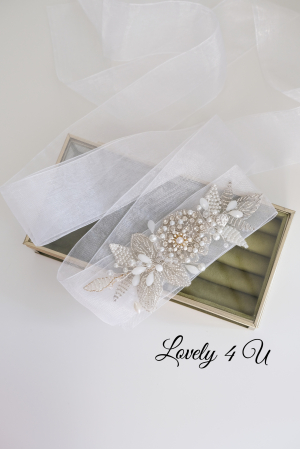 Accesorii Lovely 4 u, Accesorii talie mireasa, Cordon mireasa, Esarfa pentru dezgatit, Accesorii mireasa dezgatit, Esarfe mireasa, Esarfa dezgatitul miresei, Bentita mireasa, [4]