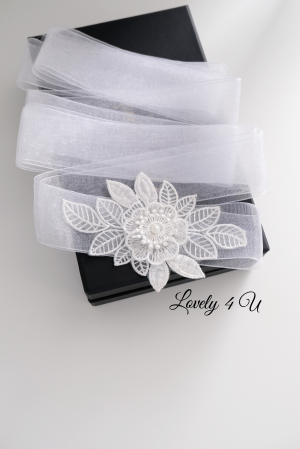 Accesorii Lovely 4 u, Accesorii talie mireasa, Cordon mireasa, Esarfa pentru dezgatit, Accesorii mireasa dezgatit, Esarfe mireasa, Esarfa dezgatitul miresei, Bentita mireasa, Coronita mireasa, [6]