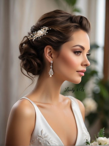 Agrafă par mireasa, Accesorii mici mireasă, Accesoriu mic de par, Diadema mireasa, Diadema cu flori, pieptan mic mireasă, Pieptan voal mireasa,Flori cireș, Diademe cristale, Frunzulițe, Bijuterii, [9]