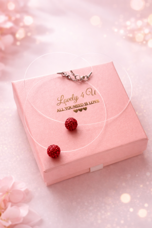 ACCESORII / PRODUSE - FLOATING PEARL # Shamballa – AURA SET cu perlă plutitoare roșie pe fir invizibil, handmade LOVELY 4 U