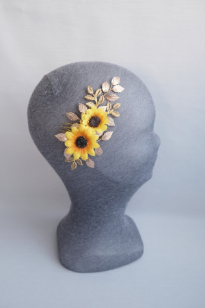 accesoriu floarea soarelui, bijuterii floarea soarelui, accesoriu mic auriu cu frunze pentru mirese, accesorii lovely 4 u, bijuterii cu frunze, buchet mireasa  floarea soarelui, coafuri si diadema mireasa, pieptan voal mireasa, accesorii pentru mirese, accesorii de par cununie civila [10]