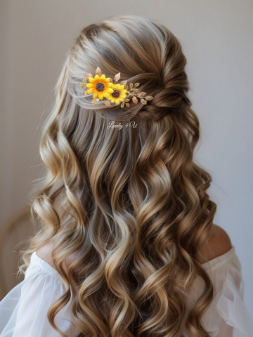 accesoriu floarea soarelui, bijuterii floarea soarelui, accesoriu mic auriu cu frunze pentru mirese, accesorii lovely 4 u, bijuterii cu frunze, buchet mireasa  floarea soarelui, coafuri si diadema mireasa, pieptan voal mireasa, accesorii pentru mirese, accesorii de par cununie civila [6]