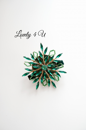 BROSA FULG DE NEA, BROSA VERDE, AGRAFA PAR FULG, ACCESORII VERZI,  BROSA FULG, BROSA PIETRICELE, BOSE DAMA, BROSA FEMEI, CADOU DEOSEBIT, CADOU SPECIAL, CADOU DE CRACIUN, CADOU UNICAT, BIJUTERII DE CRACIUN, ACCESORII LOVELY 4 U, PIETRICELE,AUR,FULG [6]
