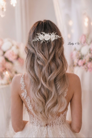 Diademe mireasa premium / accesorii par handmade - GLORY – Pieptene Mireasă cu Flori Handmade, Perle și Cristale | Accesoriu Romantic / diadema eveniment Bridal