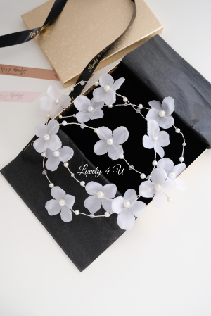 ACCESORIU LUNG CU FLORI, GHIRLANDA MIREASA, ACCESORII LUNGI MIRESE, BIJUTERII PAR MIRESE, ACCESORII LOVELY 4 U, DIADEMA MIREASA, CORONITA MIREASA, TIARA MIREASA, ACCESORIU LUNG CU PERLE [3]