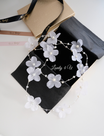 ACCESORIU LUNG CU FLORI, GHIRLANDA MIREASA, ACCESORII LUNGI MIRESE, BIJUTERII PAR MIRESE, ACCESORII LOVELY 4 U, DIADEMA MIREASA, CORONITA MIREASA, TIARA MIREASA, ACCESORIU LUNG CU PERLE [4]