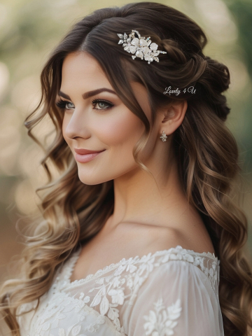 Accesorii Lovely 4 U, pieten mic mireasa, Accesoriu cu pieptan voal mireasa , Diadema MIREASA, piepten cu flori, Diadema cu flori, Pieptan MIREASA cu flori, DIADEMA MIREASA cu flori, BIJUTERII par MIREASA, ACCESORII PENTRU PAR MIREASA [1]