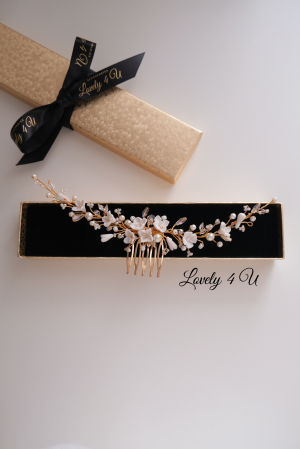 Diadema cu flori, Pieptan voal mireasa, Accesorii de păr mireasă, Accesorii nuntă, Accesorii voal mireasa, bijuterii păr mireasă, Diadema cu cristale, Diadema mireasa, Accesorii Lovely 4 U, Diadema cubic zirconia [10]
