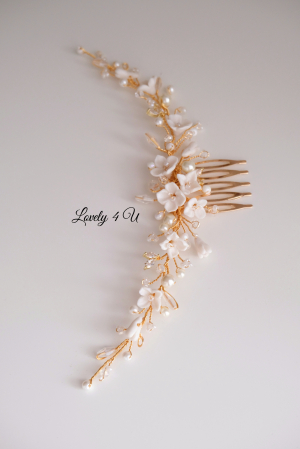 Diadema cu flori, Pieptan voal mireasa, Accesorii de păr mireasă, Accesorii nuntă, Accesorii voal mireasa, bijuterii păr mireasă, Diadema cu cristale, Diadema mireasa, Accesorii Lovely 4 U, Diadema cubic zirconia [12]