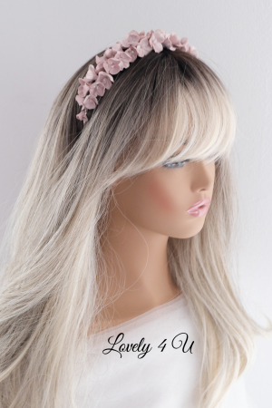 Diadema mireasa cu flori Lovely 4 U, Tiara cu flori, Tiara mireasa cu flori, coronițe cu flori mireasa, bijuterii mireasa, diadema mireasa cu flori roz, Tiara, coronițe mireasa 2023, flori polimer, Flori portelan [1]