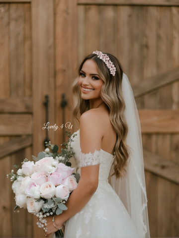 Diadema mireasa cu flori Lovely 4 U, Tiara cu flori, Tiara mireasa cu flori, coronițe cu flori mireasa, bijuterii mireasa, diadema mireasa cu flori roz, Tiara, coronițe mireasa 2023, flori polimer, Flori portelan [9]