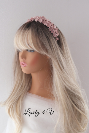 Diadema mireasa cu flori Lovely 4 U, Tiara cu flori, Tiara mireasa cu flori, coronițe cu flori mireasa, bijuterii mireasa, diadema mireasa cu flori roz, Tiara, coronițe mireasa 2023, flori polimer, Flori portelan [11]