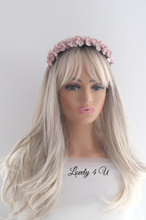 Diadema mireasa cu flori Lovely 4 U, Tiara cu flori, Tiara mireasa cu flori, coronițe cu flori mireasa, bijuterii mireasa, diadema mireasa cu flori roz, Tiara, coronițe mireasa 2023, flori polimer, Flori portelan [15]