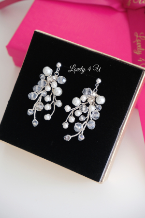 CERCEI MIREASA, CERCEI CU CRISTALE, CERCEI LUNGI MIREASA, ACCESORII LOVELY 4 U, ACCESORII MIREASA, BIJUTERII MIREASA,CERCEI NUNTA, CERCEI PERLE ALBE, CERCEI PELE IVORY, CERCEI ARGINT,