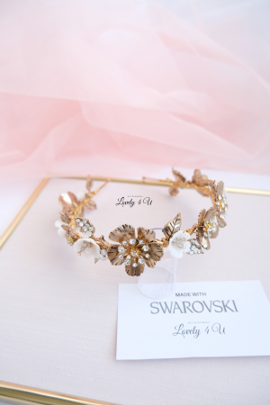 CORONITA MIREASA,CORONITA CU FLORI,DIADEMA MIREASA, DIADEMA , FLORI CIRES,  CORONITA CU FRUNZE AURII, BIJUTERII MIREASA, COAFURI MIREASA, ACCESORII PAR MIREASA, ACCESORII DE LUX MIREASA, SWAROVSKI [5]