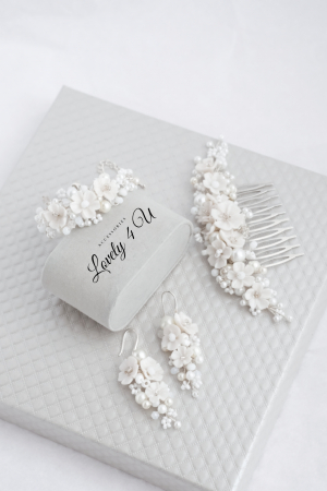Diadema cu flori, diadema mireasa cu flori, pieptan decorativ mireasa, accesoriu cu flori, accesoriu par mireasa, agrafa mireasa, [5]