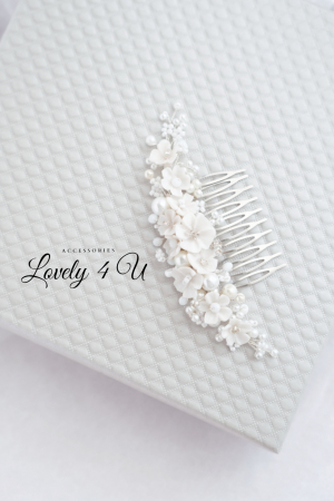 Diadema cu flori, diadema mireasa cu flori, pieptan decorativ mireasa, accesoriu cu flori, accesoriu par mireasa, agrafa mireasa, [3]