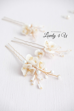 AGRAFE PAR MIREASA, AGRAFE CU FLORI MIREASA, PIN COC MIREASA, AGRAFE MIREASA, ACCESORII CU FLORI MIREASĂ, SET AGRAFE MIREASA, [5]