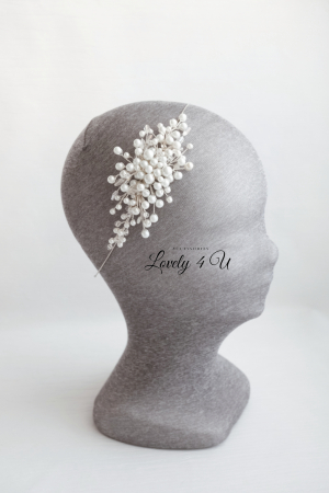Coronita asimetrica, diadema asimetrica mireasa, tiara cu perle, coronita mireasa asimetrica cu perle,  tiara mireasa, coronita cu perle, bijuterii cu perle, accesorii LOVELY 4 U, Accesorii 2024, mireasa 2024, bijuterii 2024, Bentita, [2]
