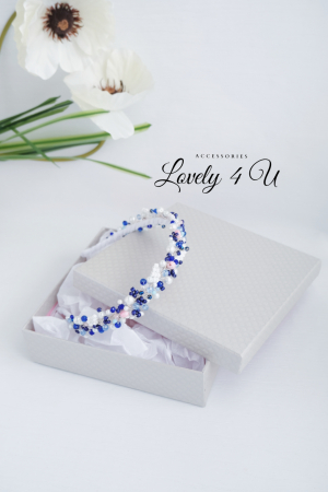 ACCESORII CU PERLE  ALBASTRE, BIJUTERII CU PERLE, PERLE ALBE, DIADEMA ALBASTRA, ACCESORII LOVELY 4 U, BIJUTERII CRISTALE ALBASTRE [2]
