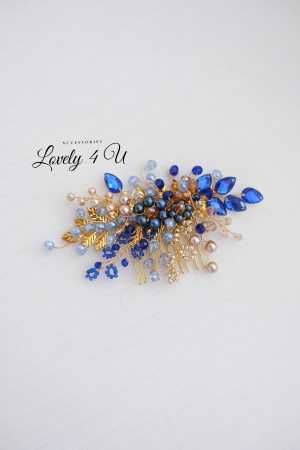 CASUAL / ACCESORII   handmade / CADOURI - CINDY - Diadema cu perle și cristale albastre
