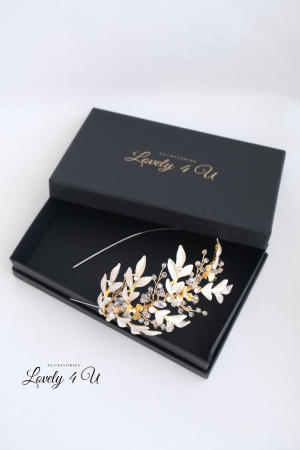 Coronita Swarovski, Coronita mireasa, Tiara mireasa, Diadema mireasa, Accesorii de par mireasa, Accesorii de par pentru mirese, Bijuterii mireasa, Accesori Lovely 4 U, coafuri mireasa 2024, Mireasa2024, Coronita asimetrica, coronita cu frunze, Coronita swarovski [3]