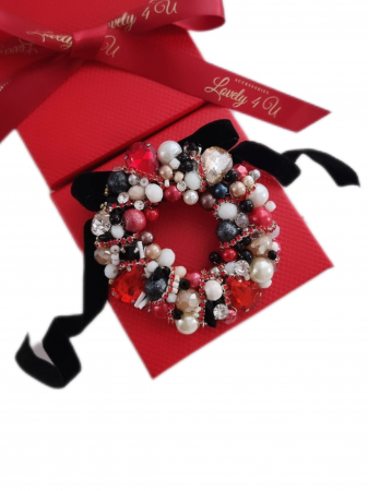 Bijuterii craciun, accesorii de craciun, accesorii de iarna, Acesorii LOVELY 4 U, CADOU SPECIAL, CADOU DE CRACIUN, CADOU pentru ea, CADOU de IARNA, BROSA CORONITA, CORONITA DE CRACIUN, CORONITA , CATIFEA [1]