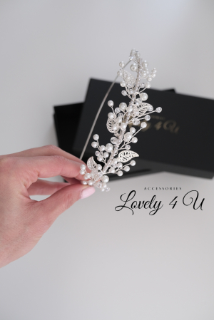 CORONITA ASIMETRICA, coronita LOVELY 4 U, coronita cu frunze, coronita asimetrica mireasa, coronita cu perle, bentita mireasa cu perle, bentita cu frunzulite argintii, accesorii nunta, accesorii de par pentru mirese, accesorii de par mirese, coronite handmade, accesorii romania, accesorii mireasa timisoara, accesorii mireasa bucuresti, accesorii de par mireasa cluj, set mireasa [5]