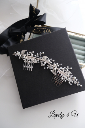 ACCESORII / PRODUSE - IOANA - diadema cu perle și frunze